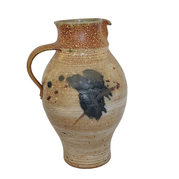 Don Reitz Signed Pottery Large 13" Pitcher Studio Art Brown Natural Earth Tones - Picture 3 of 12